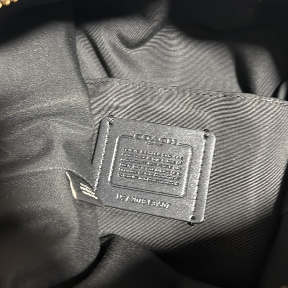 Auth. Coach Duffel Bag Black/gold Pebble Leather Crossbody free key chain - Picture 10 of 10